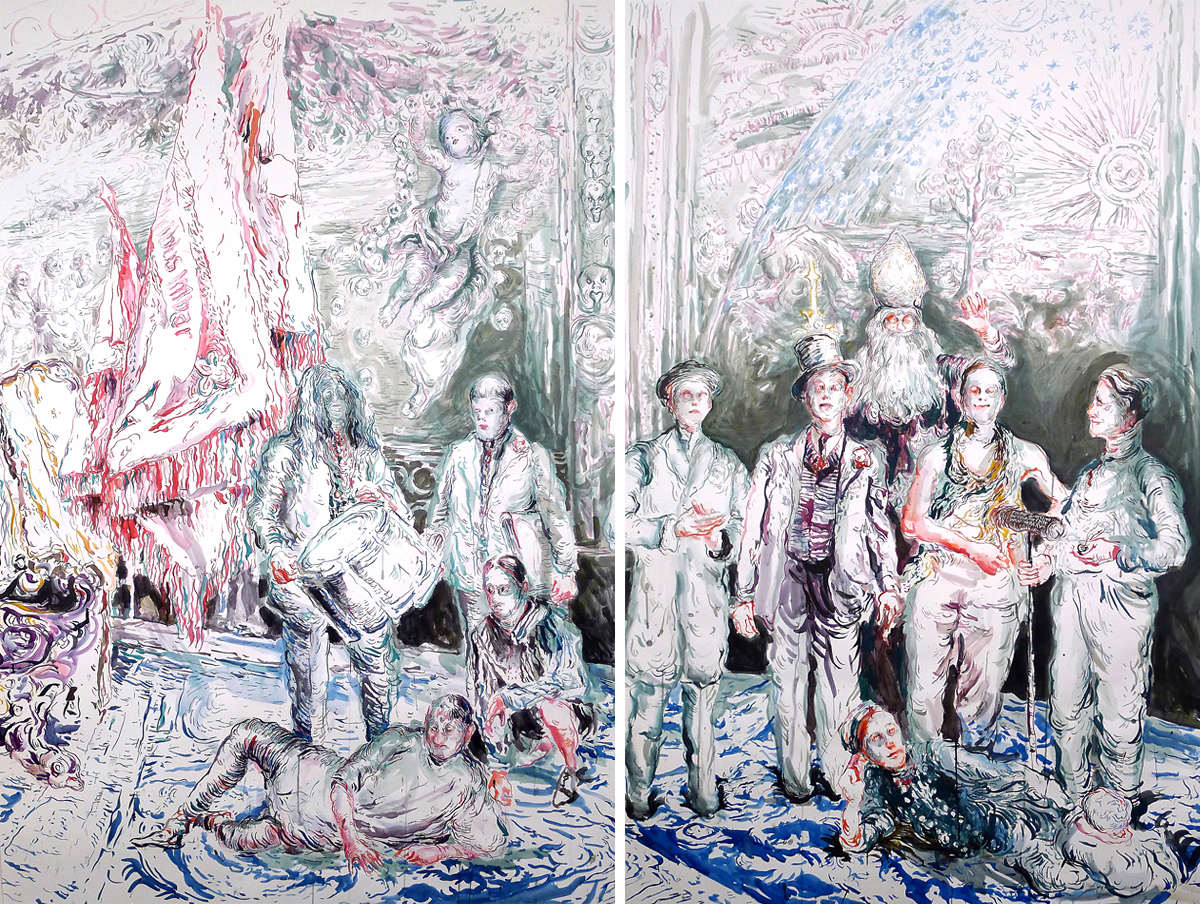 Chapter 2 Surrounded-by-Artists-and-Professors,-ink-on-paper,-200-x-260-cm