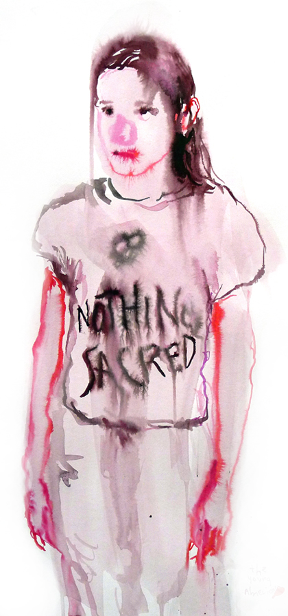 Nothing sacred<br />  Tusche auf papier / ink on paper<br />  50 x 24 cm