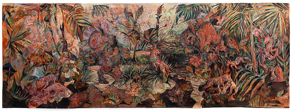 Die Jagd, Leinwand-Collage, Acryl, Öl und Pastell